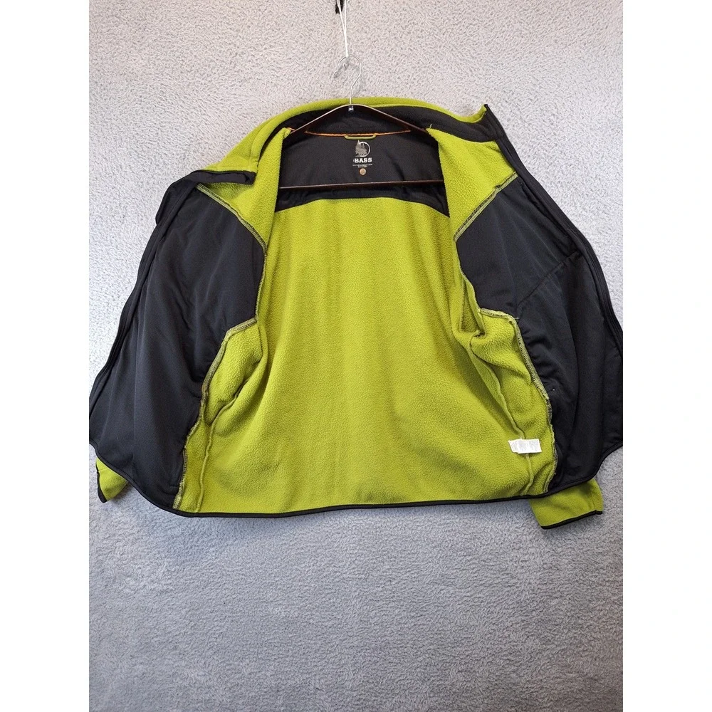 GH Bass Mens 2XL Fleece Jacket Full‎ Zip Lime Green Mock Neck Outdoor Casual